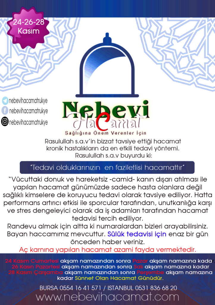 Kasım ayı sünnet olan hacamat günleri geldi
